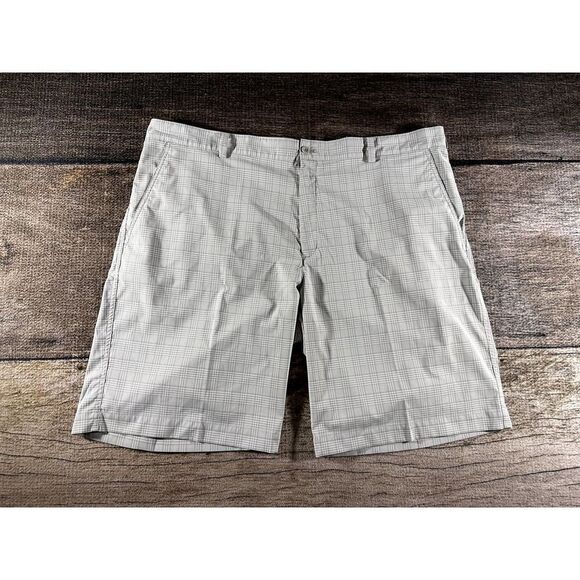 Nike Golf Men's Plaid White Grey Shorts Dri-Fit SZ 42 360202-061 - Picture 1 of 9